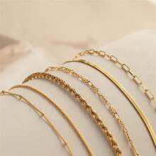 6pcs Boho Minimalist Metal Chain Bracelet Set For Women