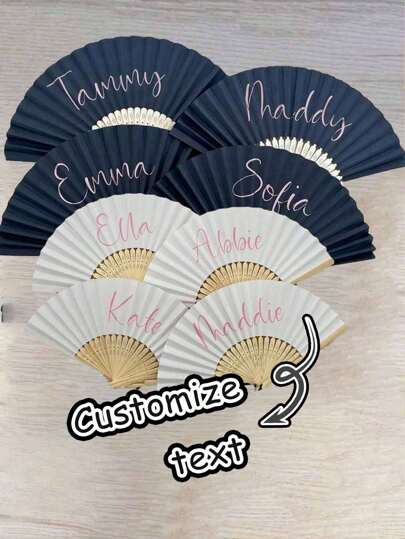 Personalized Hand Fan Printed Cloth White Fan Wedding Party Favors Silk Fan Gifts Guests, Custom Folding Fan Logo Logo Club Bar Fan, Any Text - Hand Fan - Bamboo - Paper Folding Fan - Black, White, Pink - Personalized Vinyl - Party, Festival, Wedding, Bachelor Party, Amboo - Paper Folding Fan - Black, White, Pink - Personalized Vinyl - Party, Festival, Wedding, Business, Bachelor Party,All-Purpose,Large Capacity,Versatile,Multifunction,Colorful,Cute,Adorable,Contracted,Funny,Kawaii,Y2K,Minimalist,Commuting,Business Casual,Basics,Custom,Personalized,Unique,Customized,Ideal Gifts For Him,Ideal Gifts For Her,Her,Family,Friends,Girlfriend,For Anniversaries,For Birthdays,For Holiday/ Vacation,For Outdoors/Outings/Travel/Hiking/Stadium/Sports/Climbing,For Business/Commute/Work/Office,Customized Other Travel Accessories,Easy Comfort