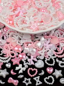 Assorted Mixed 1200 Pieces Mixed Pearl 3D Nail Decorations White Pink Multi-Shape Heart Moon Sun Bowknot Nail Decorations Flat Mixed Heart Star Bowknot Round Pearl Nail Beads For Women Nail Salon Leisure DIY Crafts Jewelry Accessories With Tweezers And Pick Up Pencil Middle Eastern Style Japanese And Korean Style Spring And Summer Supplies