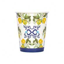 10件/20件/50件卡普里柠檬派对盘子用品蓝色瓷砖黄色柠檬派对餐具装饰夏季柑橘水果一次性纸盘餐巾杯适用于夏季节日生日新娘送礼会派对装饰 - 彩色 - 查看 13