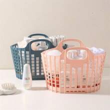 1pc Foldable Dirty Clothes Storage Basket - Modern Simple Large Capacity Laundry Basket, Home Bathroom Seam Storage Basket, Portable Folding Design Suitable For Dirty Clothes/Toys/Cosmetics Storage, White/Pink/Blue, Back To School