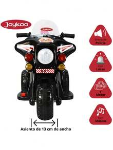 Joykoo Moto Montable Eléctrica para Niños con Luces y Sonido Bateria Recargable de 6v - Negro - Ver 3