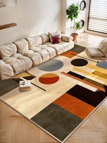 1 Stück Teppich im Wohnzimmer in Großformat mit mehrfarbigem Farbblockdesign, moderner Stil mit 1100g/㎡ Material mit niedriger Polsterung, 5mm Dicke, weich und angenehm anzufühlen, leicht zu pflegen, wasserdicht und fleckabweisend, rutschfeste Rückseite, maschinenwaschbar, Teppich für Lobby, Schlafzimmer, Küche, Esszimmer, Büro, Raumdekoration und Fußmatte.