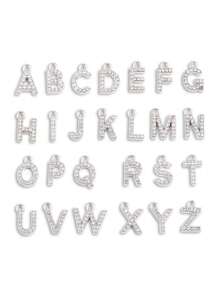 26 pièces Pendentifs avec lettres anglaises ornées de diamants, conviennent pour la fabrication de boucles d'oreilles et de bijoux de collier avec lettres pour les femmes