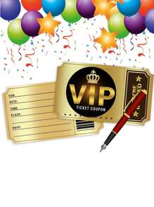 12 Pcs/Set Double-Sided Design Birthday Party Invitations With Envelopes,Movie VIP Party Invitations, Birthday Invites,Decorations Suitable For Party, Wedding, Festival Invitation And Party Activities.(Black Gold And Rose Red)