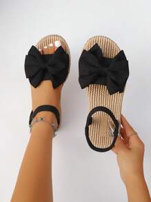 Nuevas sandalias con suela gruesa y decoración de lazo lindo, de estilo casual y elegante para ocasiones de primavera/verano como fiestas de jardín, compras, caminatas en la playa. Disponibles en rosa romántico, blanco puro, negro clásico y estampado de leopardo feroz.