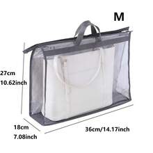 6pcs Transparent Non-Woven Fabric Tote Bags With Zipper And Handles, Garment Bag For Wardrobe Storage, Bag Accessories - Grey - View 8