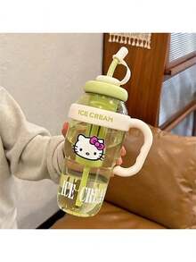 Sanrio三丽鸥1PC KT运动吸管水瓶-大容量冰王杯高颜值女生大号，适合户外、办公室、露营、居家和学校-大容量KT设计