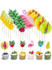 40 piezas. Surtido de Palillos Decorativos de Bambú Estilo Hawaiano para Cocteles, Pasteles y Decoración de Fiestas de Playa Hawaianas