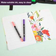 60 Colors Dual Brush Markers Pens, Blending Permanent Art Brush Markers Pens For Kids Adult Coloring Hand Lettering, Dual Tip (Brush And Fine Point) Drawing Markers For Note Taking Journal Classroom