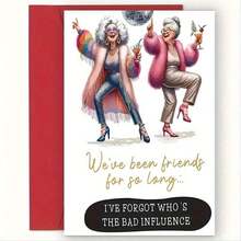 有趣的最佳朋友生日贺卡（带信封）- 为女朋友、姐妹和朋友庆祝，卡通主题，学校用品，开学 - 彩色 - 查看 6