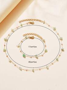 2pcs Fashion Versatile Faux Pearl And Stone Jewelry Set - Multicolor - View 3