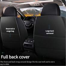 Stylish Black & Red Faux Leather 5-Seater Full Coverage Car Seat Covers - Red Stitching & Emblem Lettering Design Universal Fit Auto Seat Protectors - Black Five Seats - View 5