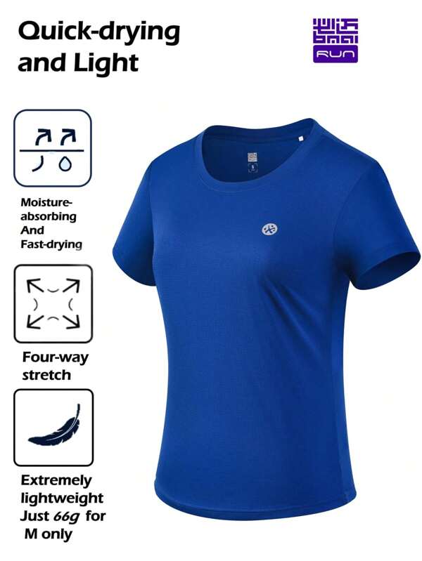 Bmai 1 Piece Of BMAI Running Round Neck Short-Sleeve T-Shirt For Women, Suitable For Outdoor Wear, Breathable, Sports Fitness Training Top, Suitable For Running, Fitness, Hiking, Cycling, And Other Activities.