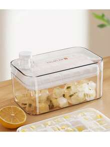 1 Set A Key To Take Off The Mold Ice Compartment Ice Storage Box Double Layer Press Ice Box Single Square Ice Cube Mold Household Storage Box