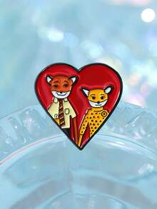 1 件几何爱心徽章狐狸形状情侣小配饰可爱宠物动物胸针装饰 - 紅色 - 查看 4