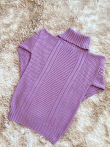 Women's Knitted Turtleneck Sweater – Comfort And Style For Winter - Lilac Purple - View 2