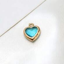 5/10 件 DIY 复古吊坠配件 8 毫米铜边玻璃水晶心形饰物适用于耳环、项链