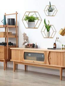 6件套六角形金属壁架，创意铁艺壁架，浮动金属储物架，现代金属墙壁收纳架，壁挂式装饰储物架，简约木质隔断架，适用于厨房、浴室、客厅、卧室、办公室、小空间（颜色和款式随机） - 黑色 - 查看 7