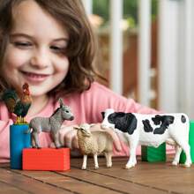 Realistic Farm Animal Figurines Toys Set, Plastic Learning Educational Playset Animal Themed Party Supplies For Easter Egg Birthday Christmas,Farm World - Pig, Goose, Chicken, Duck, Dairy Cow, Donkey, Water Buffalo, Sheep, Rabbit, Dog, Cat, Parrot Farm Animal Toys For Kids Girls Boys Ages 3+