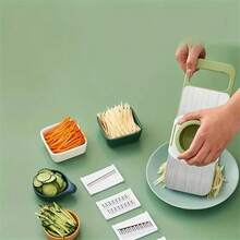 7pcs Multi-Function Vegetable Slicer And Grater Set, Interchangeable Stainless Steel Blades, Manual Stainless Steel Kitchen Cutter And Shredder, Ideal For Potatoes, Carrots, Cucumbers