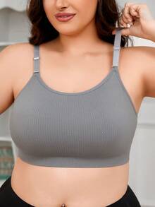 Sujetador deportivo de una pieza sin alambres y sin relleno para mujer de talla grande, activewear de yoga con espalda de tirantes cruzados de soporte - Multicolor - Ver 4