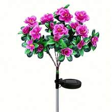 1pc Outdoor Solar Garden Lights,18 Blooms LED Azalea Flower Lights,Colorful Lights,For Garden,Yard, Lawn,Backyard Path Decor - Solar Azalea - View 8