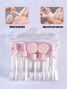 Pp Material Travel Bottle Set, Rlotion, Travel Accessoriesefillable, Portable, Leak-Proof, Travel Bottle Set, For Toiletries, Empty Liquid Container, Cream Jar, Shampoo, Conditioner, Liquid, (Actual Items Do Not Include Paper)