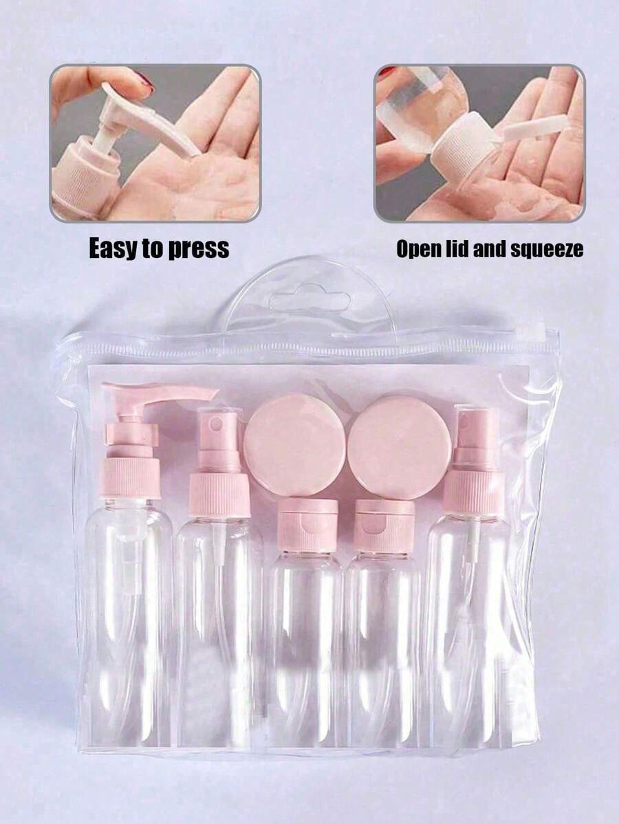 Pp Material Travel Bottle Set, Rlotion, Travel Accessoriesefillable, Portable, Leak-Proof, Travel Bottle Set, For Toiletries, Empty Liquid Container, Cream Jar, Shampoo, Conditioner, Liquid, (Actual Items Do Not Include Paper)