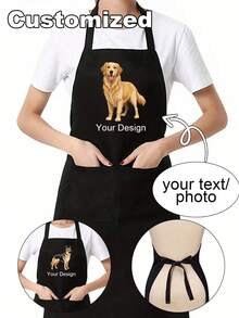 1pc Personalized Custom Chef Black Apron,Family Apron,Baking Apron,Housewife Apron,Eid Al-Adha Apron,Pet Shop Apron,Hairdresser Beauty Salon Cosmetologist Cosmetology School Barber Gift Custom,Unique,Personalized Ideal Gifts For Him Her,Boyfriend,Girlfriend,Dad,Mom,Family,Friends For Anniversaries,For Valentine's Day,For Mother's Day,For Birthdays,For Children's Day,For Father's Day,For Graduation,For Weddings,For Christmas,For Housewarming - Multicolor - View 3