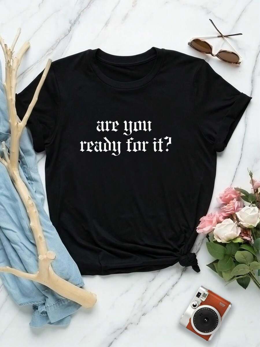 Camiseta negra de manga corta con estampado inspirado en Swift para mujer - Top informal de estilo retro para conciertos y uso diario - Mezcla de algodón suave, tallas grandes - Negro - Ver 1