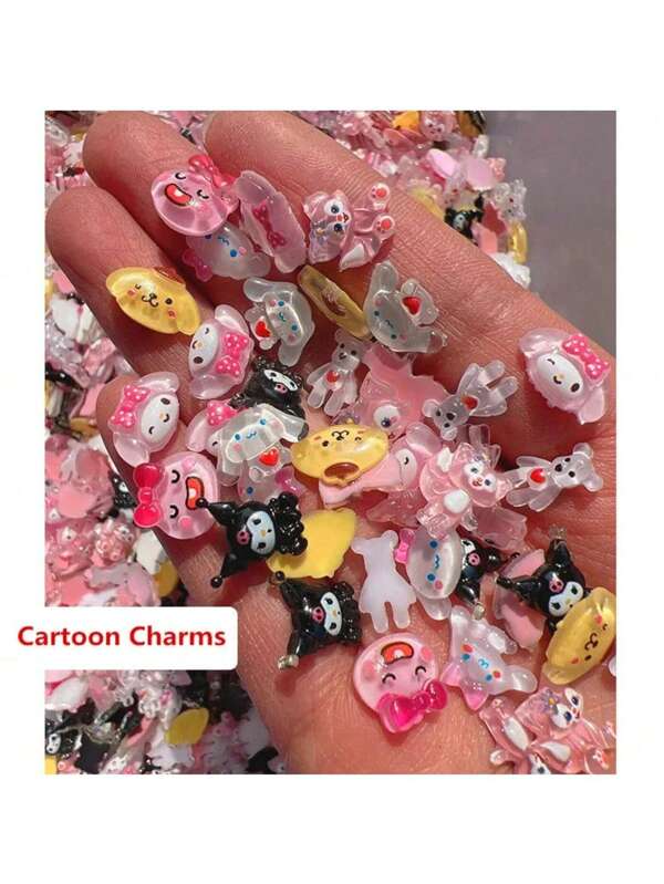 30pcs Bulk Cartoon Resin Nail Art Charms For Party Gifts Of Random Designs, Kawaii Assorted Anima Ornaments For Diy Nail Art Phone Case Hair Clip Decor Accessories