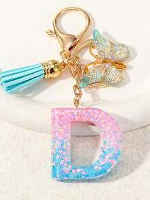 A Creative Keyring With Sequins And Crystal Resin Featuring English Letters, Perfect As A Pendant For Children's Bags Or As A Keyring Accessory For Girls' Bags. - Multicolor - View 4