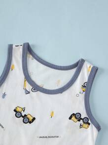 6 pièces/Set Vêtements de nuit d'été pour garçons 100% coton Ensemble débardeur et short, Ensemble pyjama jeune garçon motif espace fin