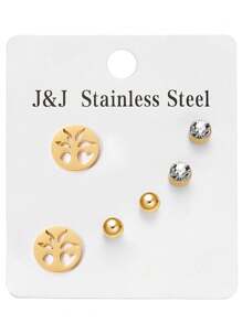 1 Pair Colorfast Infinite Symbol Animal Hollow Crystal Stud Earrings, Elegant Jewelry Set For Women