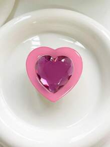 Soporte de teléfono con forma de corazón y gema, soporte plegable para teléfono de piedra preciosa, anillo retráctil de cojín de aire compatible con iPhone, teléfono Android, regalo para cumpleaños, familia y amigos, agarre de teléfono empujar/tirar, accesorios de teléfono