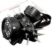Spike Rivet Steampunk Masquerade Gas Face Mask Cosplay Costume Party - Black - View 2
