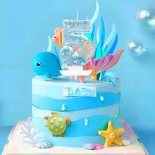 New Handmade DIY 0-9 Number Candles, Creative Birthday Cake Party Decorations, Blue Ocean Style - Blue - View 3