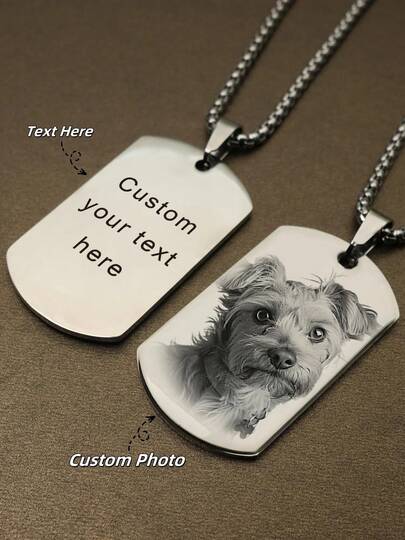 1pc Customized Minimalist Personalized Portrait Engraved Letter Photo Corn Chain Necklace | Stainless Steel Customized Letter Portrait Corn Chain Necklace | Pet Memorial Necklace | Customized Gift | Eye Necklace | Friend Necklace | Handmade Necklace | Customized Necklace | Anniversary Gift | Personalized Gift | Gift For Mother | Gift For Girlfriend | Minimalist Necklace | Birthday Gift | Wedding Gift | Memorial Gift | Customized Engraved Letter Box Chain Necklace