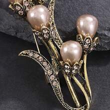 1pc Vintage Elegant Lady's Fashion Brooch, Bouquet Shawl Clip Pin, Clothing Decorative Accessory Suitable For Daily, Party Wear, Gift School Office Accessories Shirts Jacket Jewelry Christmas Halloween Clothes Pin Funny Cute Teacher Gifts Costume Accessories Bag Charms - Ancient Gold - View 6