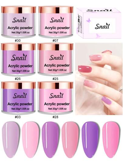 Acrylic Powder Set, 6 Colors Acrylic Nail Powder Professional Acrylic Powder For Nail Acrylic Extension, Nail Carving, Long-Lasting, No Nail Lamp Needed.