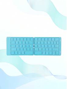 DF007 Foldable Blue Tooth Keyboard - Portable Wireless Keyboard Rechargeable Full Size Ultra Slim Folding Keyboard Compatible IOS Android Windows Smartphone Tablet And Laptop-Blue