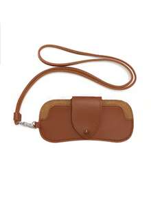 Bolsa colgante de cuello para guardar gafas de sol de moda, estuche portátil de piel sintética anti-pérdida, adecuado para deportes, playa, negocios, viajes, con correa ajustable, de lujo minimalista, unisex - Multicolor - Ver 17