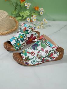 New Spring/Summer Women Fashion Student Open-Toe Platform Wedge Beach Sandals, Thick-Soled, Stitching Design (Shoelaces Can Be Removed And Adjusted),Wedge Sandals - Multicolor - View 7