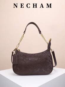 1 件 PU 软肩腋下包，精致单肩包，休闲百搭链条斜挎包，纯色休闲日常包，适合日常使用 - 旅行、工作、购物、大学、通勤、约会、女性礼物、商务通勤 - 咖啡 - 查看 2