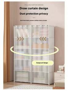 1 pieza Organizador de armario a prueba de polvo y práctico, gabinete de almacenamiento para dormitorio del hogar, gabinete combinado de fácil montaje, estante de almacenamiento para casa de alquiler - Multicolor - Ver 2