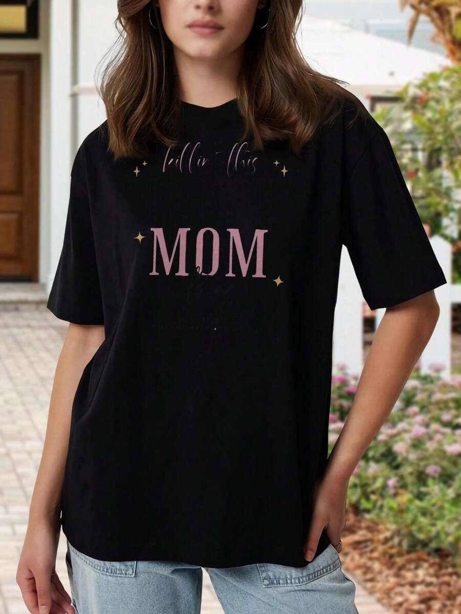 Camiseta de manga corta para madres de bailarinas - Camiseta gráfica 'Sintiendo este rollo de baile' Regalo perfecto Prenda cómoda de algodón para recitales, ensayos, uso diario informal blanco - Negro - Ver 1
