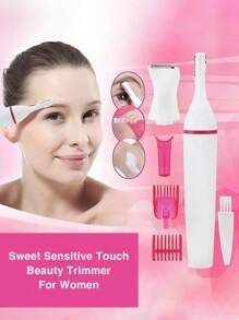 Battery-Powered Trimmer - Eyebrow/Nose/Body Hair Remover - Safe Blades For Face & Skin - Compact Travel Design (Battery Not Included)