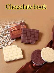 1pc Chocolate-Shaped/Bitten Cookie Sticky Notes With Matte Surface, Square Grid Pages, And Portable Chocolate Bar Shaped Notepad Design, Creative Mini Memo Pad With Chocolate And Cookie Scents, Chocolate-Shaped Memo Notes - Creative Sticky Notes For Reminders, Bookmarks, Office Supplies,School Supplies,Back To School