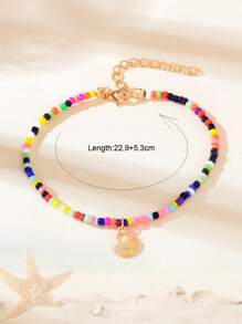 1 Pc Summer Beach Jewelry Colorful Beads Chain Shell Charm Anklet Bracelet Handmade Bohemia Vacation Foot Jewelry